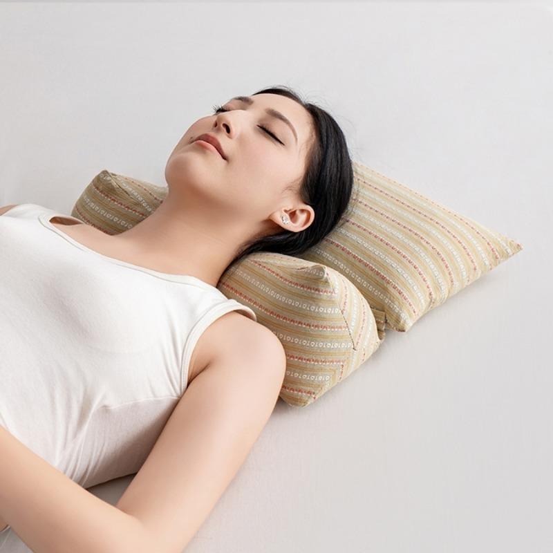 2025 New Buckwheat Husk Triangular One-piece Pillow Household Cervical Spine Anti-bow Pillow Removable Combination Pillow Core