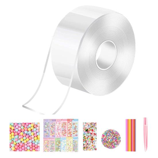 

1 Набор 300 см Нанометровая лента Набор для пузырей с аксессуарами Снятие стресса Эластичное надувание пузырей Двусторонняя лента DIY чистый