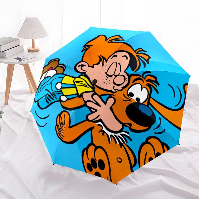 Bole and Bill Pattern, Automatic Folding Umbrella, Portable and Foldable Design, 8 Ribs, a Christmas or Birthday Gift.