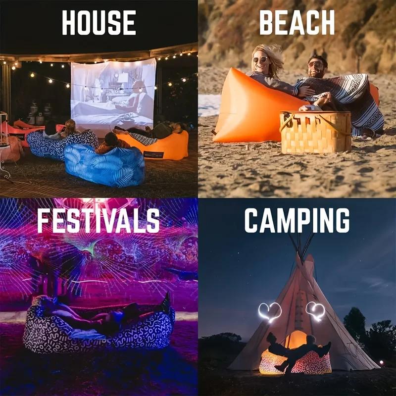 Inflatable Air Sofa Headrest Design Hammock Waterproof Anti-Air Leaking Pouch Couch Air Chair for Outdoor Beach Hiking