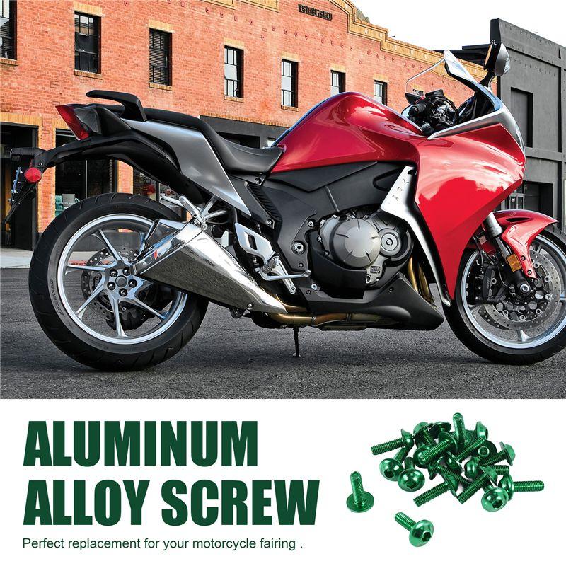 Feb.20 Pcs Green Aluminum Alloy Motorcycle Hexagonal Bolts Screws M6