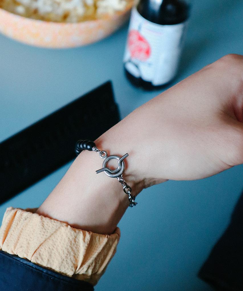 Bicycletrophy Bt Gemstone Bracelet 07 (2 Types / 6Mm Matte Onyx)