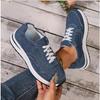 Blue Denim Platform Sneakers Women Fashion Thick Sole Lace Up Sports Shoes Woman Plus Size 43 Comfortable Casual Female Sneakers