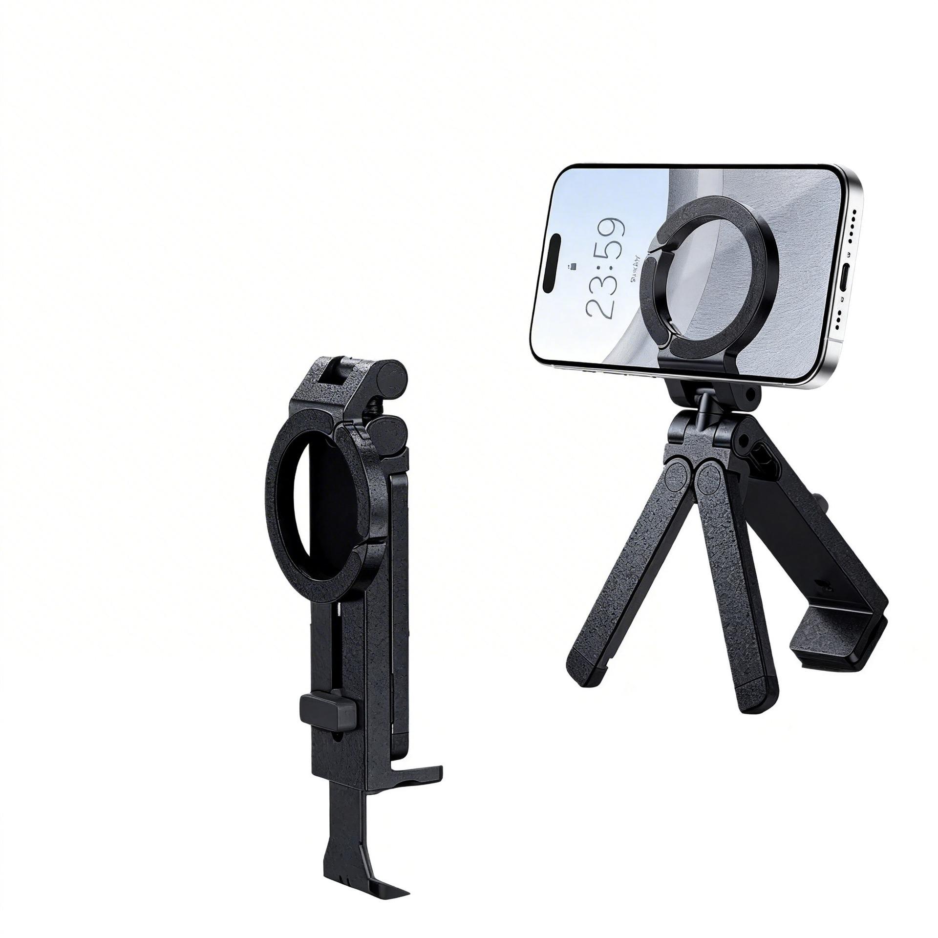 Portable Magnetic Rotating Phone Holder and Tripod Stand