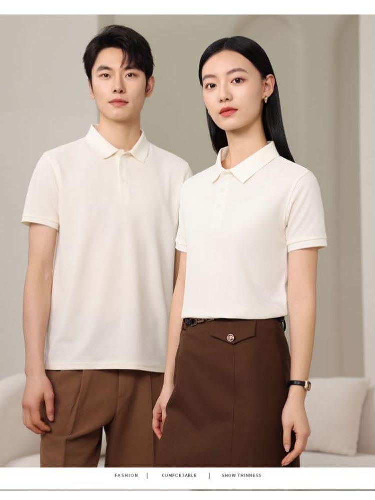 Oddychające Wygodne Bluzki Styl Casual Koszule Jednokolorowe Męskie i Damskie Koszule z Krótkim Rękawem z Klapami Letnia Odzież Robocza T-shirt YG-920J