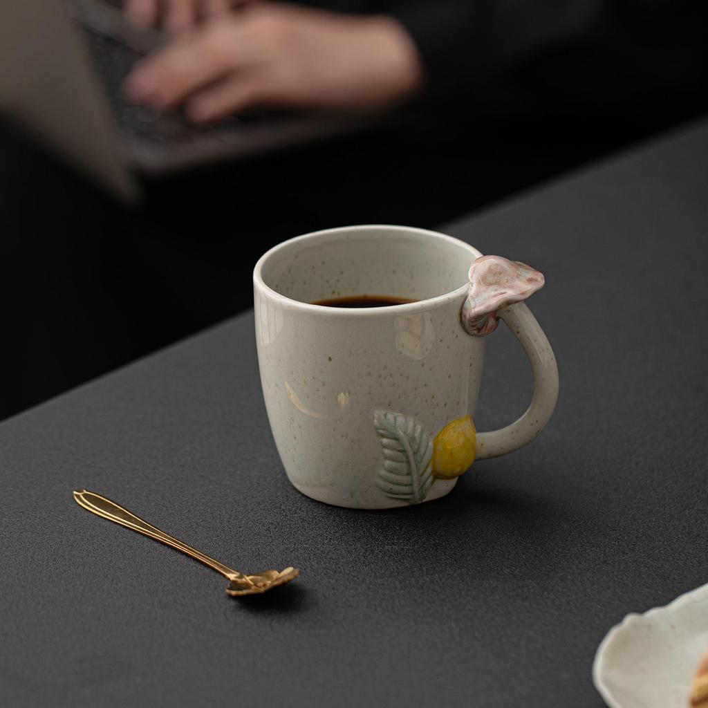 Forest-Themed 3D Ceramic Mushroom Mug - Handmade Breakfast & Coffee Cup
