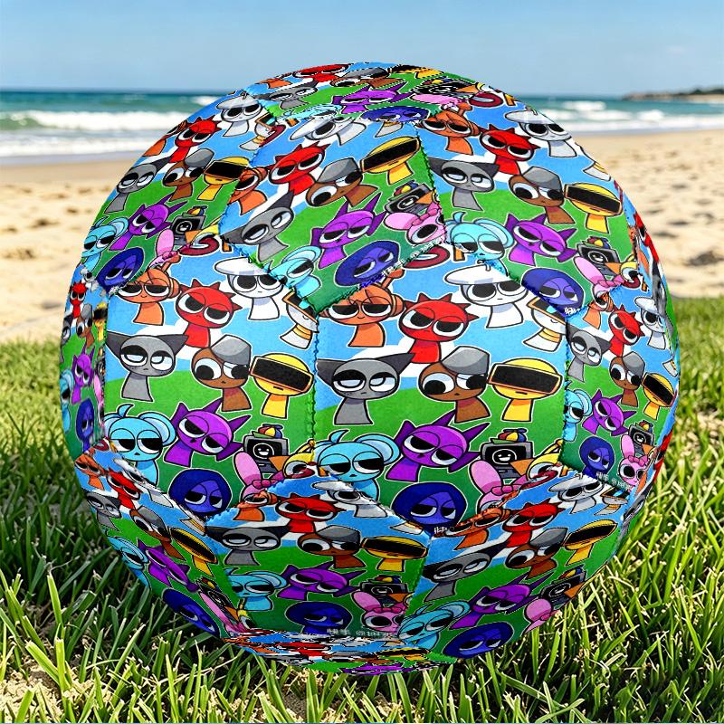 Sprunki Game Print Size 5 Soccer Ball, PU Wear Resistant Football for Match Training and Daily Practice, Birthday Gift for Soccer Fans