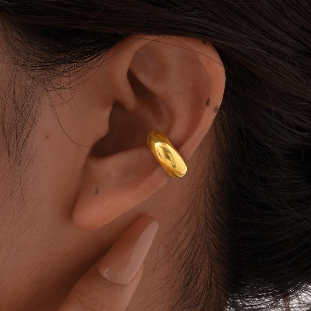 1pc Clip Earrings with Chain Stainless Steel for Women Men Punk Tassel Hoop Ear Cuffs Painless Non Piercing Fake Earring Jewelry