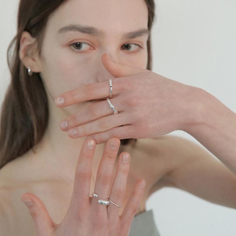 modernlike silver 925 mini black heart open ring