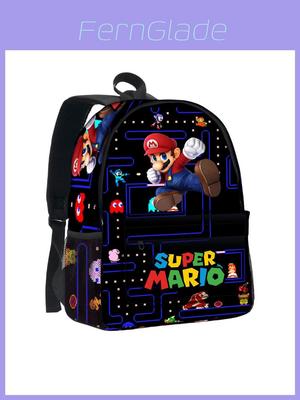 Super Mario Kreskówkowy Plecak z Wodoodpornego Materiału Do Szkoły i Codziennego Użytku