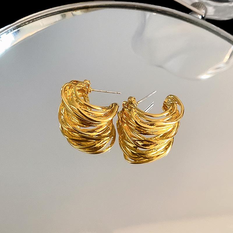 Vintage Silver Needle Round Flower Tassel Earrings - Retro Metallic Studs for Women