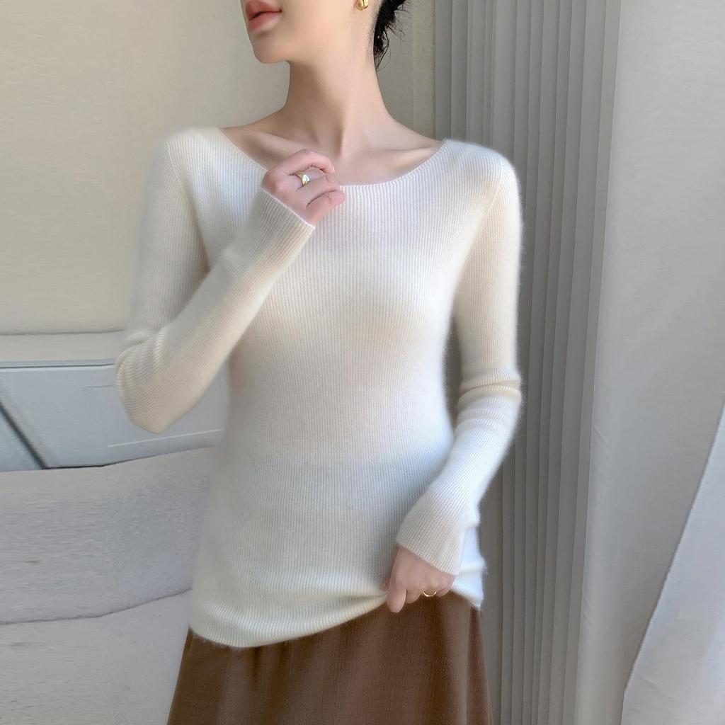 Women's Elegant One-Shoulder Cashmere Knit Sweater – Slimming, Versatile, Solid Color Top