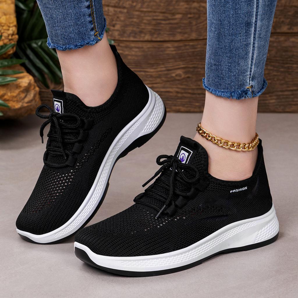 Women's Breathable Mesh Knit Lightweight Casual Sneakers Soft Sole Comfortable Sports Shoes Fashion Design Slip On Athletic Footwear