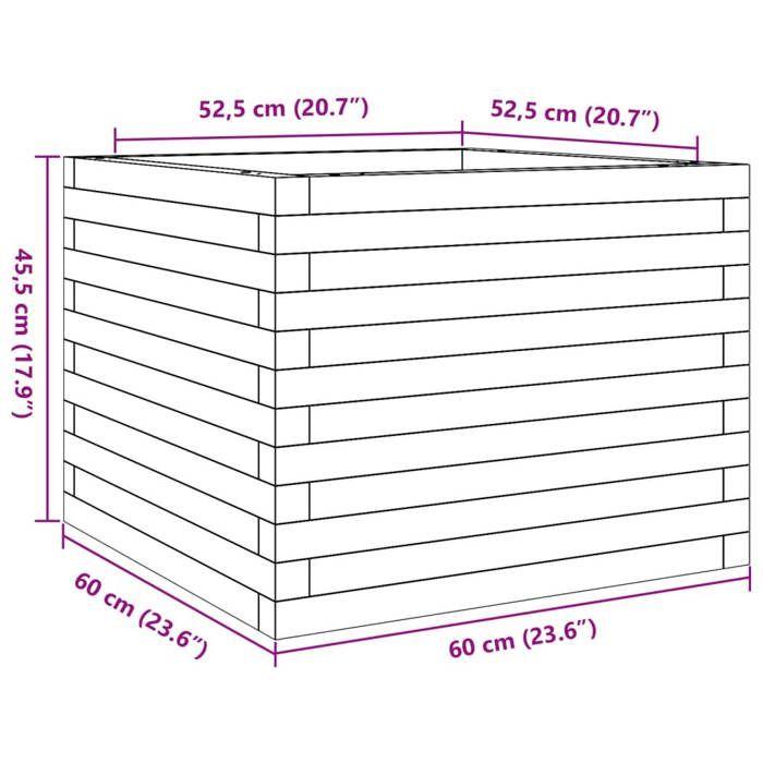 VidaXL Jardinière 60x60x45,5 cm bois de pin imprégné, jardinière d'extérieur, bac à fleurs, boîte à plantes, jardinière de 847252