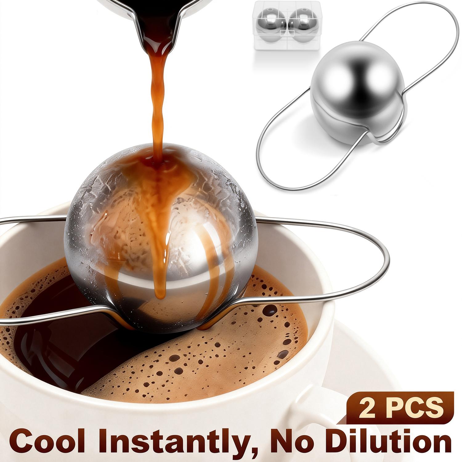 Reusable Stainless Steel Frozen Ball For Espresso Coffee Durable Metal Cooling Ice Ball Practical Coffee Cooling Tool Household Drink Flavor Enhancer серебряный