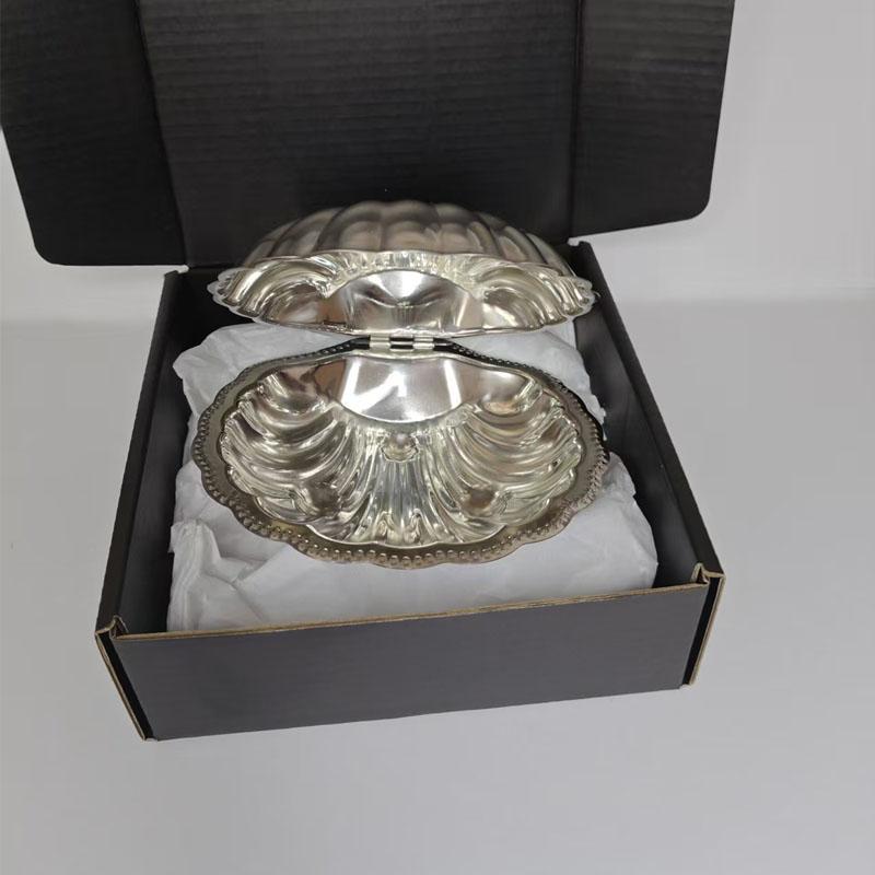 Luxurious French Retro 304 Stainless Steel Shell Butter Box Jewelry Storage Box Antique Food Box