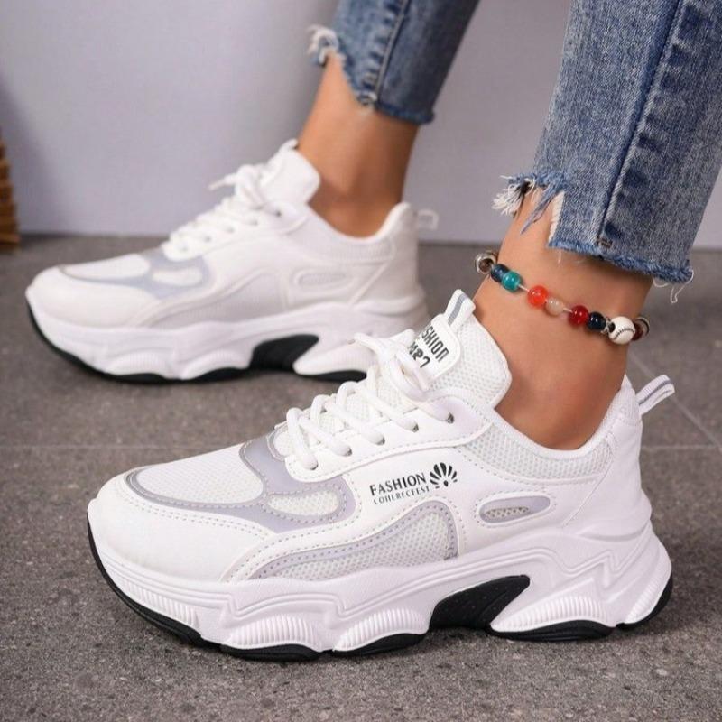 Fashion Ladies Shoes Lace-up Women's Vulcanize Shoes New Color Matching Casual Comfortable Non-Slip Breathable Sneakers