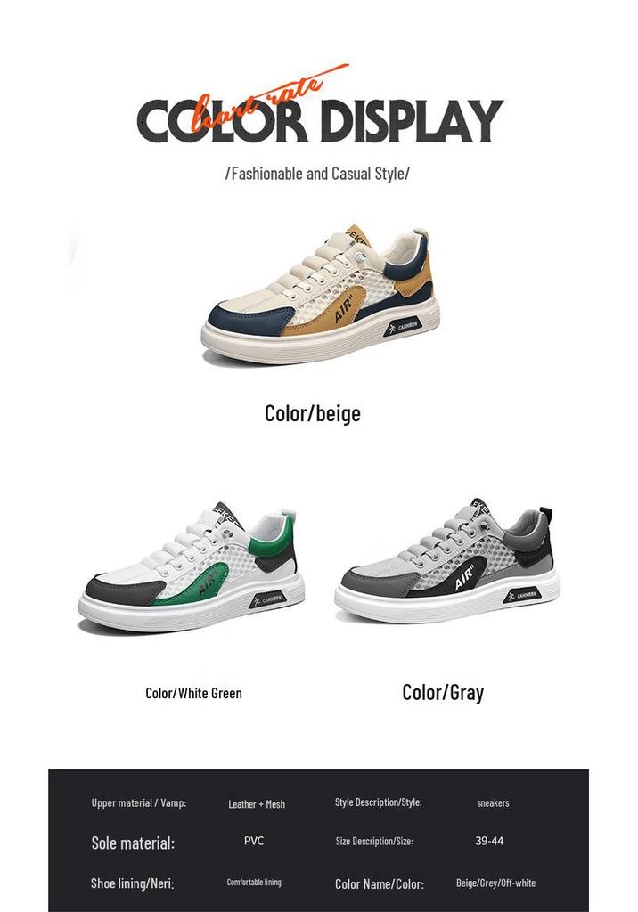 2025 Summer Men's Breathable Mesh Casual Board Shoes - Fashionable & Versatile