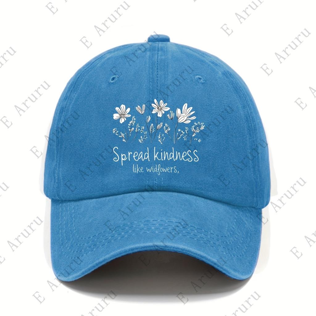 Spread Kindness Like Wildflowers Baseball Cap Distressed Washed Outdoor Casual Adjustable Hat