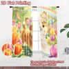 2D flat printing 2pcs Party Window Curtains Cute Corgi Flower Crown Butterflies Digital Printed Polyester Drapes Holiday