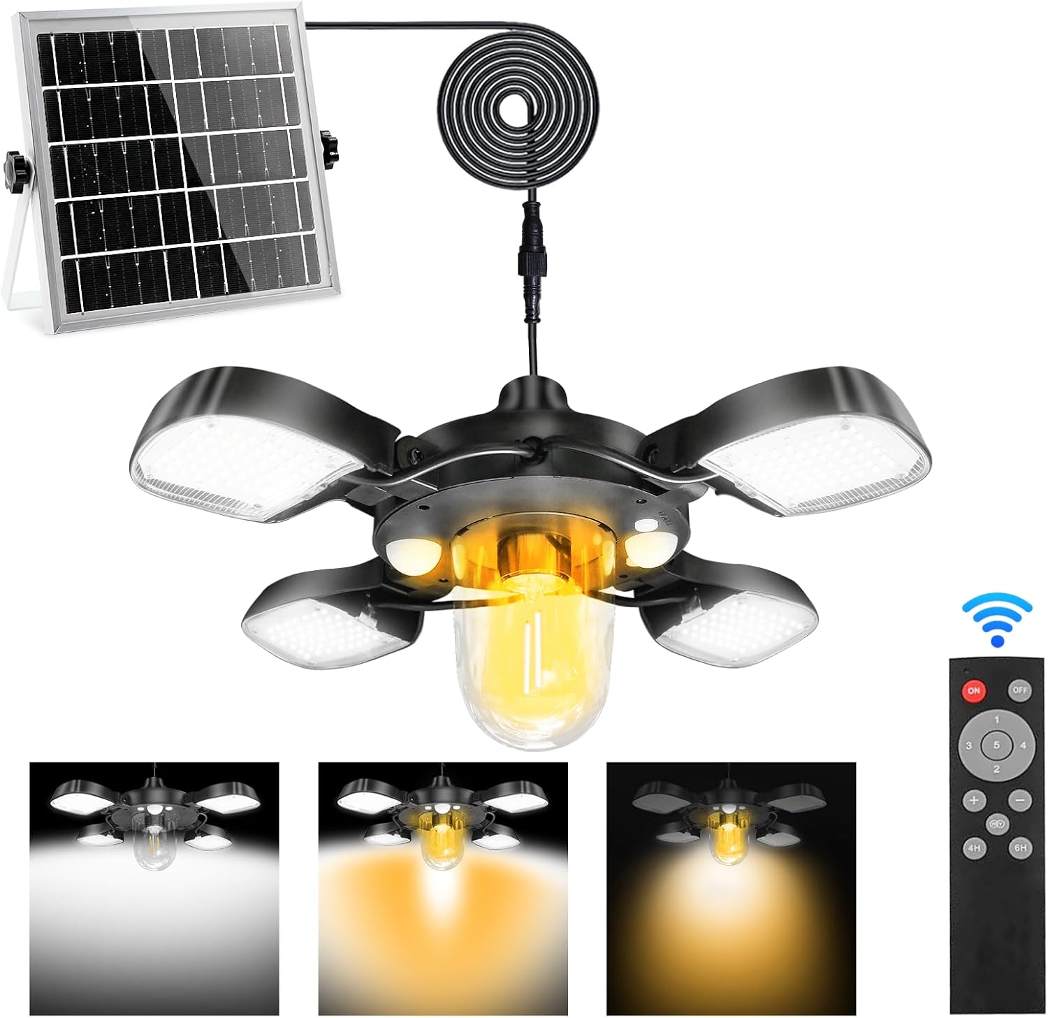 

Solar Shed Light Upgrade 192LED Solar Pendant Light with 5 Lighting Modes Cool or Warm White LED Light Indoor with 2 Sensors 192LED білий