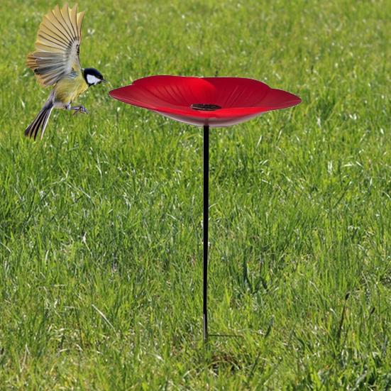 Flower Bird Bath Iron Bird Feeder Tray with Stake Outdoor Water Feeder Flower Bird Bath Bowl for Garden Decoration Bird Lovers Gift