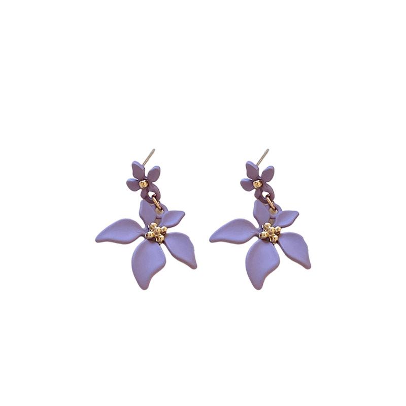 Silver needle dopamine flower pendant earrings fashion temperament sweet earrings exquisite versatile earrings niche high sense