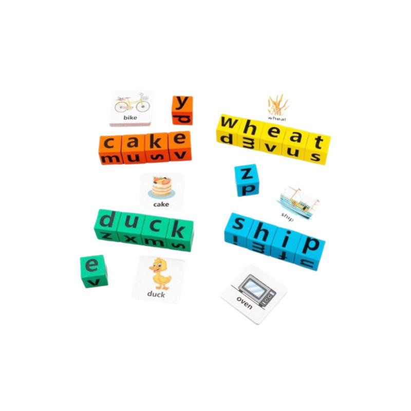 Early Childhood English Alphabet Spelling Board Game - Educational Wooden Blocks for Learning