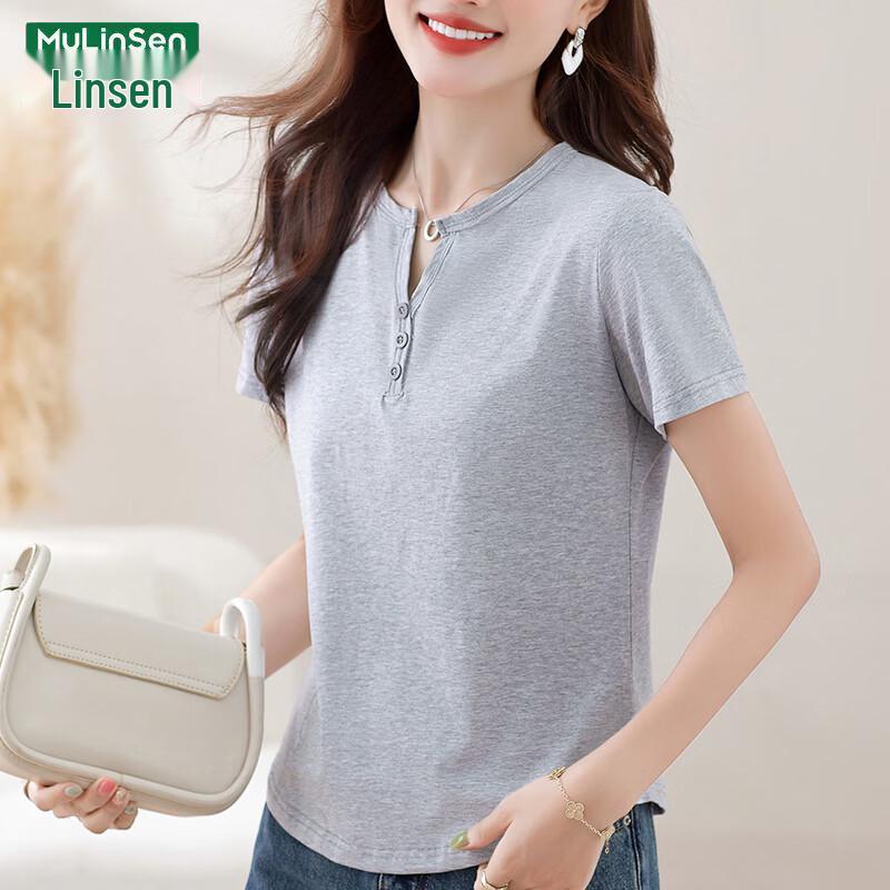 MULINSEN Women s V-Neck Short Sleeve T-Shirt M