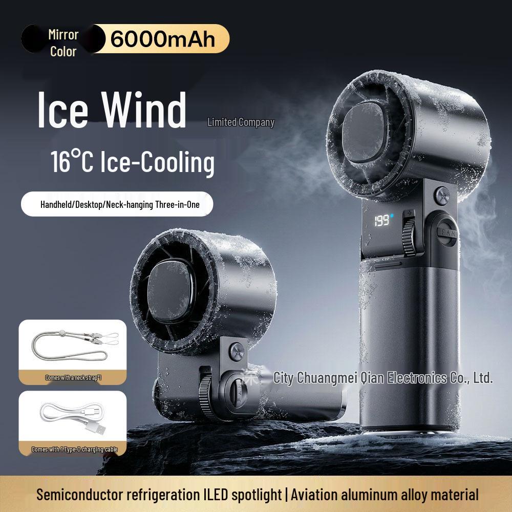 Rechargeable Handheld USB Fan with Semiconductor Cooling, 6000mAh, JF181 60x53x180mm