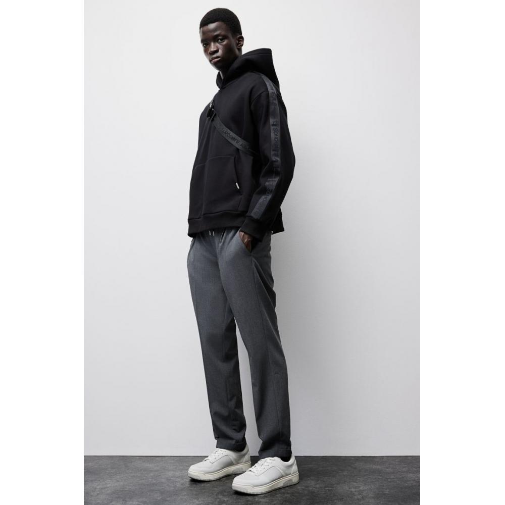 H M Side Stripe Hoodie Loose Fit Black