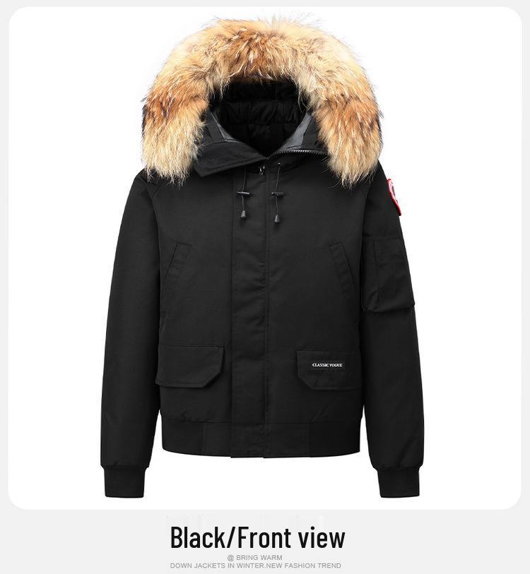 Men's Winter Trendy Thickened Down Parka with Fur Collar - Unisex Cold Protection Jacket