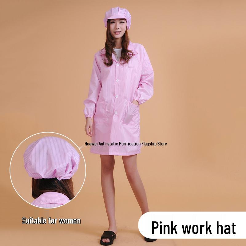 Antistatic Dustproof Long Sleeve Cleanroom Coat - Protective Workwear in White/Blue