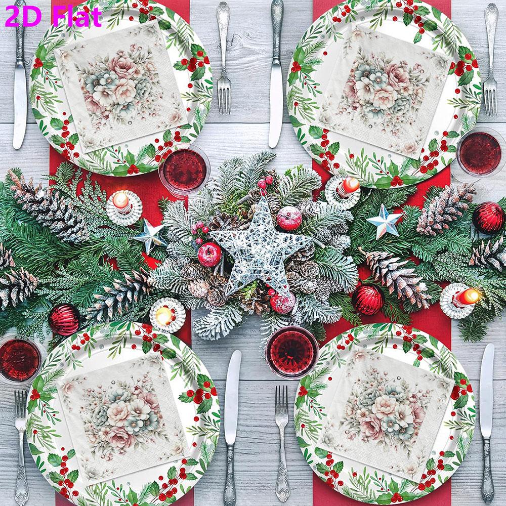 20pcs Disposable Napkins with Flower Pattern Print for Wedding,Parties,and Daily Use for Thanksgiving Fall Christmas Table Decoration