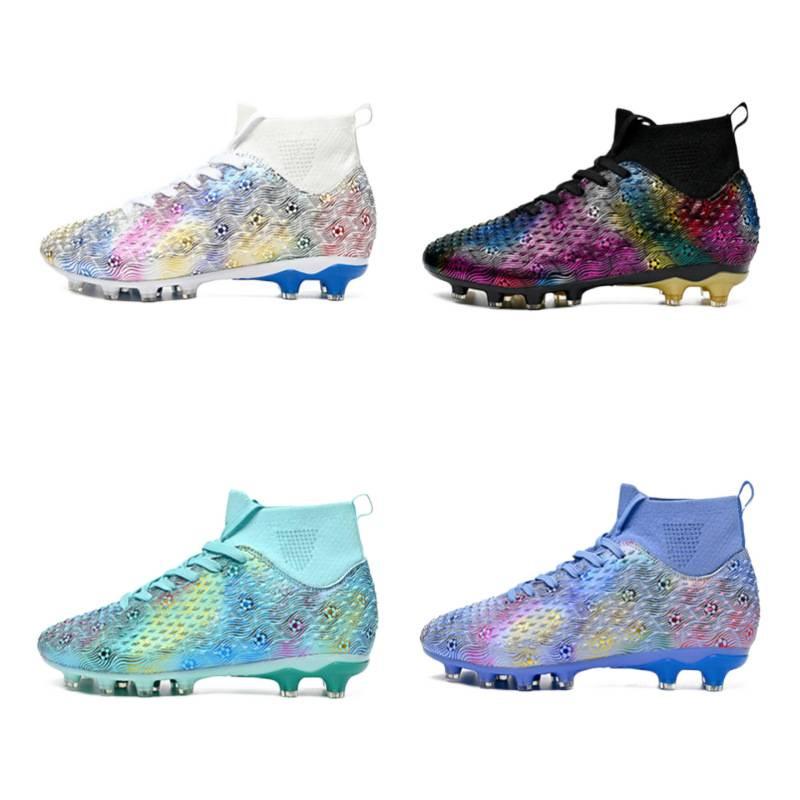 Football Shoes Men's High Top Adult Grass Training Spikes Youth Student Game Football Shoes