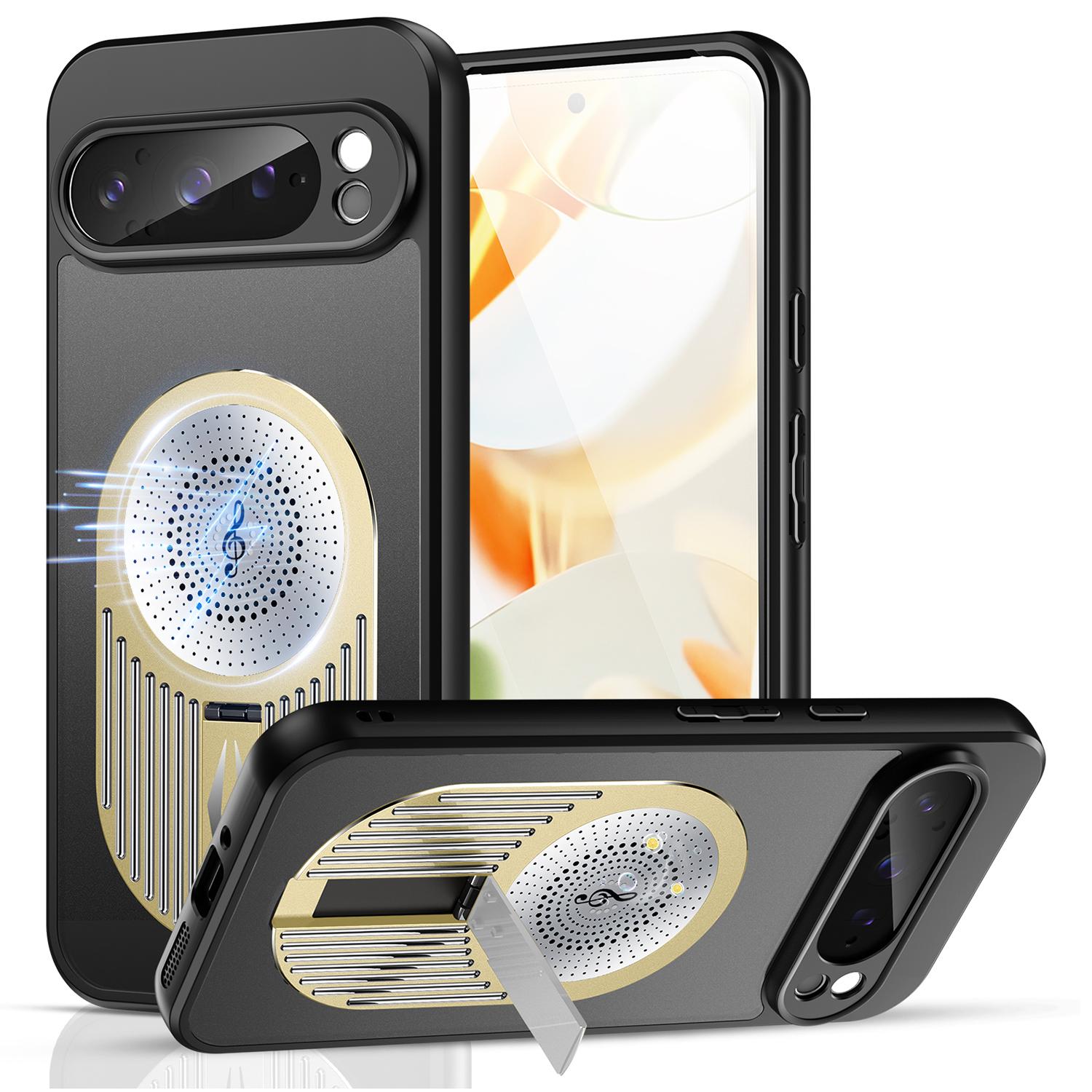 

Для Google Pixel 9/9 Pro Чохол Сумісний з MagSafe Відведення тепла Ароматерапія Підставка Силікон+ПК Чохол для телефону Gold