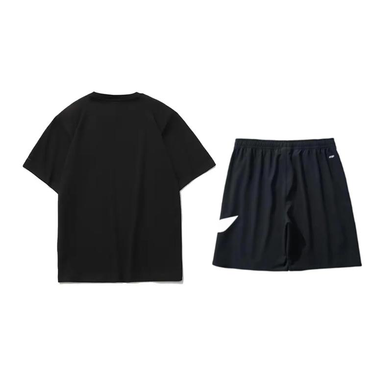 Li Ning Letter Logo Printed Fashion Trendy Comfortable Round Neck Pullover Short Sleeve T-Shirt Casual Sports Suit Unisex Tops AHSUA15-2+YKSV197-2