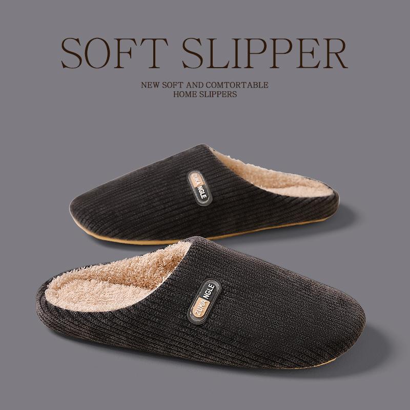 Cotton slippers men's spring and autumn winter indoor home use non-slip warm home couple winter plush women
