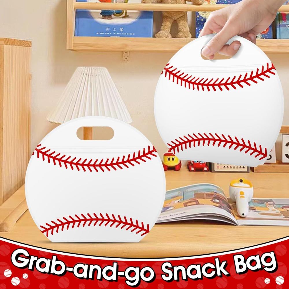 24pcs Soccer Snack Bags with Handles Reusable Baseball Sealed Treat Bags Stand-up Bottom Gift Bags Soccer Training Treat Bags Party Favor Bags