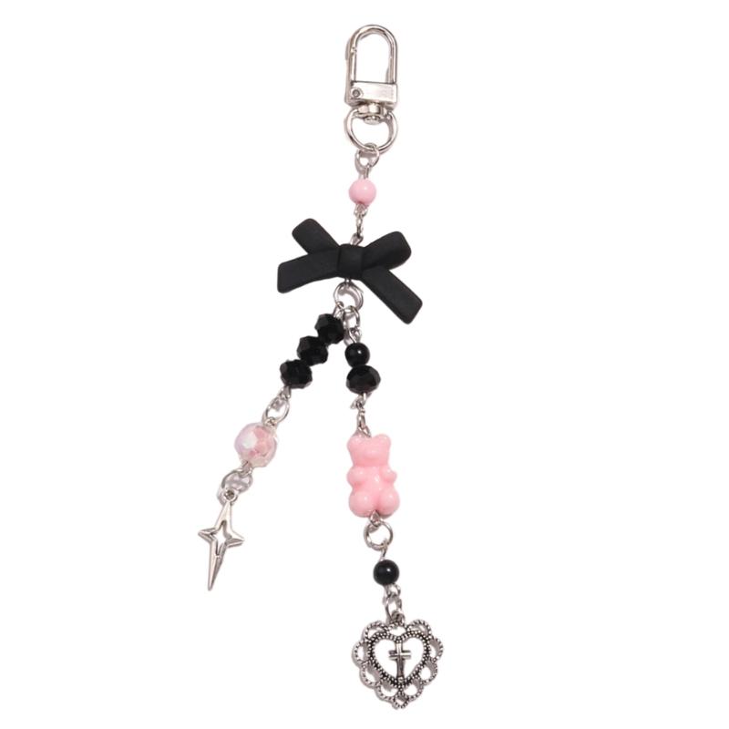 Eye Catching Heart Bear Key Chain Pendant Butterfly Knot Key Rings for Phones