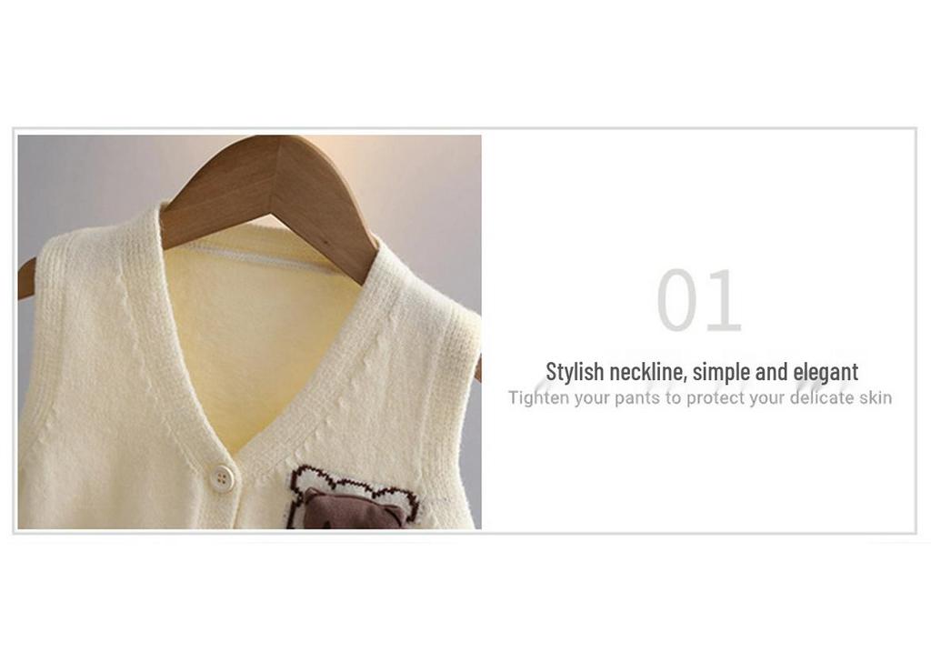 Boys' Spring & Autumn 2024 Knitted Vest Cardigan: Children's Sweater Outerwear Top