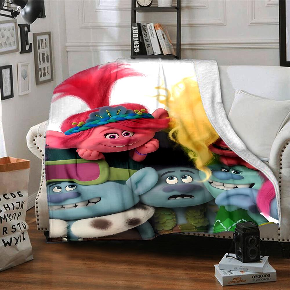 Trolls Theme Printed Blanket - Perfect for Couch, Bed, Travel & Outdoor Use | Machine Washable, Cozy & Durable.