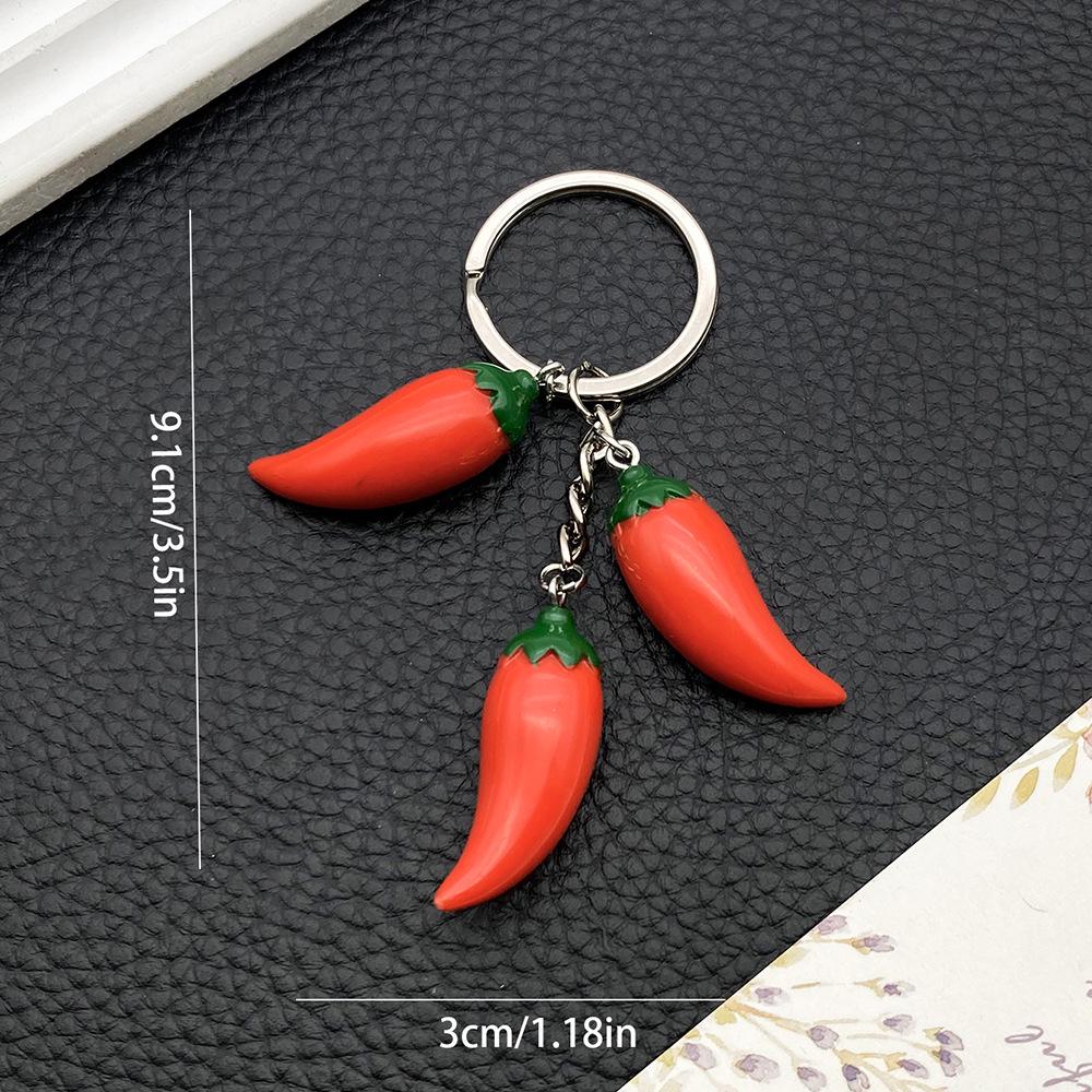 New Red Resin Chili Pepper Keychain Ornament for Handbags and Cars