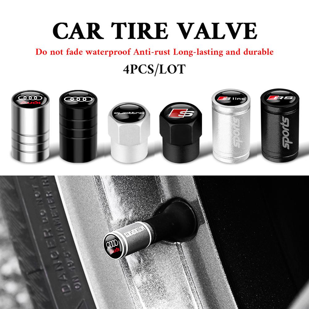 4pcs 3D Metal Car Wheel Tire Valve Caps Tyre Rim Stem Covers Accessories For Audi OOOO SLINE RS S TT A1 A3 8P 8V A4 A5 A6 A7 A8L