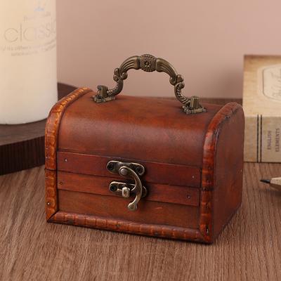 Retro Storage Wooden Box Necklace Earrings Jewelry Password Lock Storage Box Key Unlocking Wooden Green Brown Lock Box