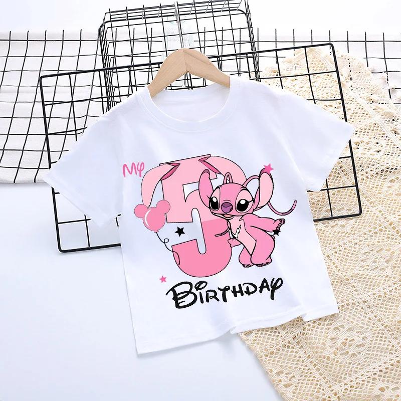 Enfants 1-9 Anniversaire Enfant T-shirts Bébé Fête Numéro Chemise Vêtements Mignon Ange T-shirt Fille Garçon Manches Courtes Vêtements Haut Cadeau