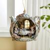 Fun Rabbit In Teacup Keychain Pendant Hanging Ornament Acrylic Window Decoration For Decorative Enhancement