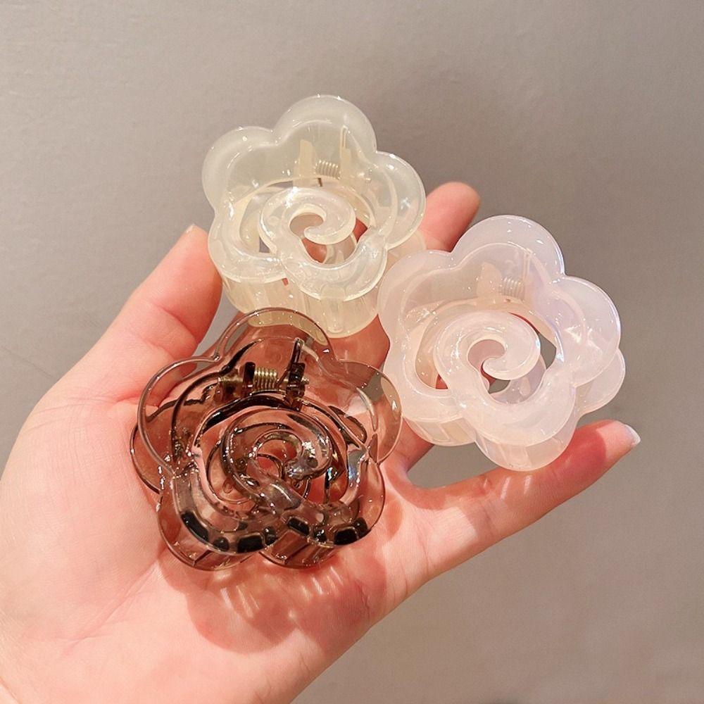 Korean Version Camellia Flower Design Hair Clip Tender Elegant Flower Hairpin Non-slip Shark Clip Women's Hair Accessories