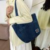 Chic Retro Denim Tote Bag For Women Large Capacity Street Style Shoulder Bag