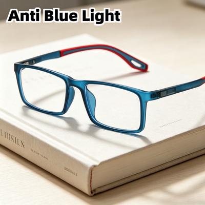 Anti Blue Light Glasses for Men Women Sports Style Square Frame Lightweight Eyeglasses for Computer Gaming Eye Strain